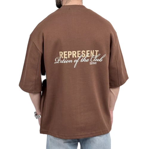 تیشرت مردانه گرم بالا قهوه ای مدل REPRESENT